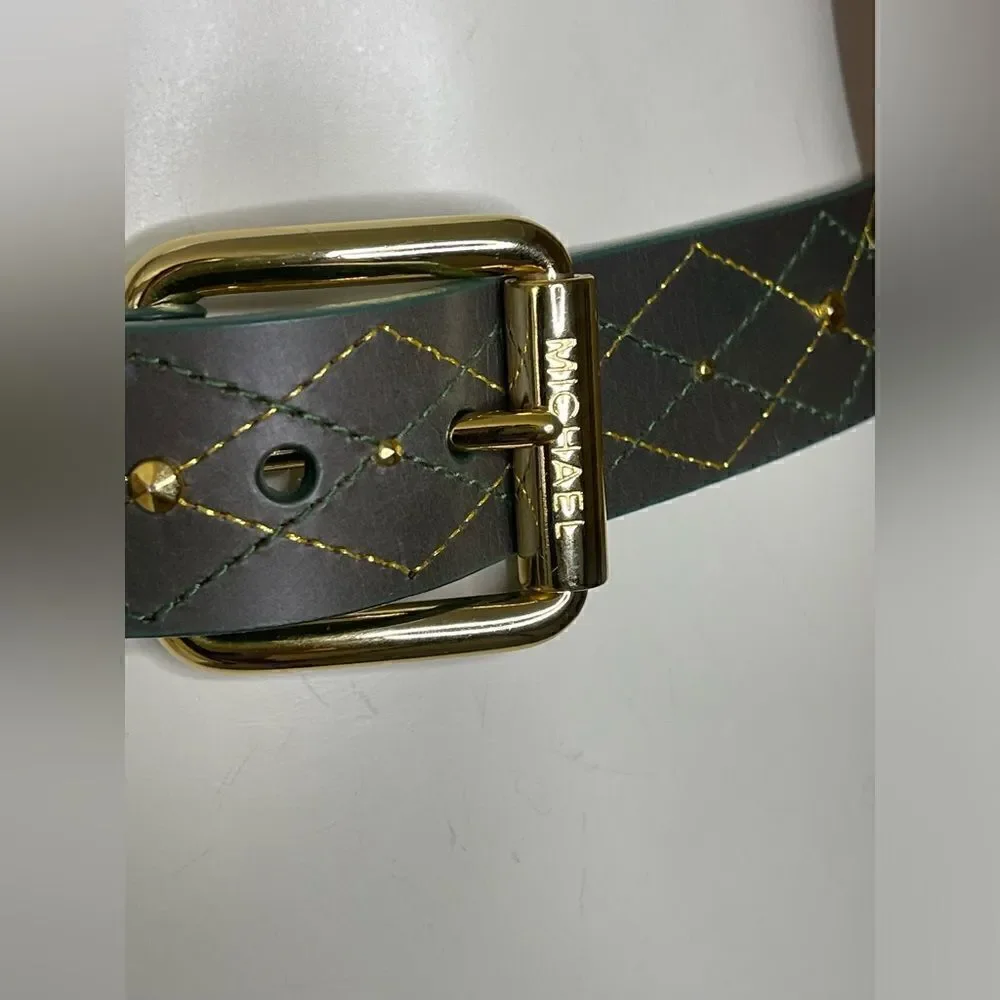 MICHAEL KORS leather with gold accents brown and green belt
